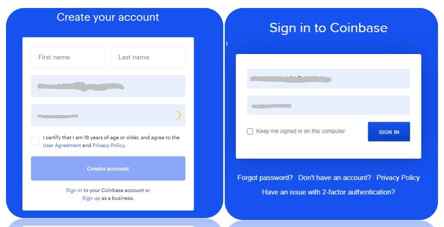 setup of coinbase