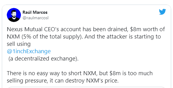 $8m worth of NXM Tokens stolen