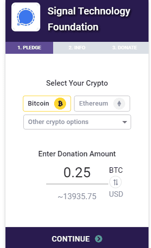 cryptocurrency donations
