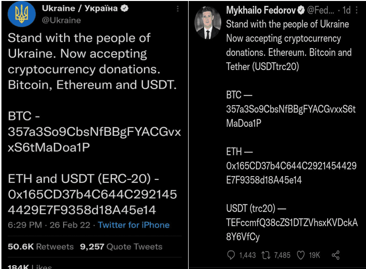BTC, ETH, and USDT Donations